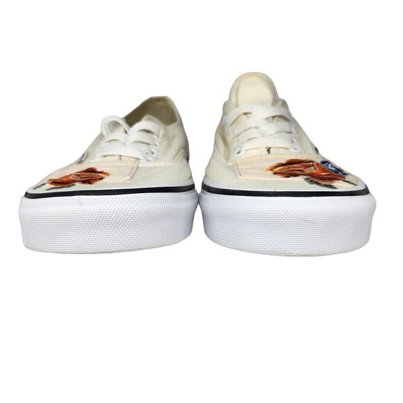 Vans Shoes Mens 10 Cream Floral Rose Embroidered Low Tops Skater Like New main image 6